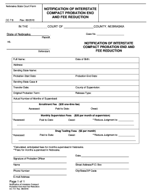 NOTIFICATION of INTERSTATE  Form