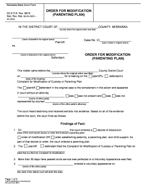 ORDER for MODIFICATION  Form