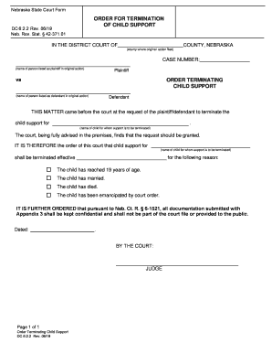 ORDER for TERMINATION  Form