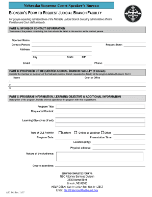 Nebraska Supreme Court Speakers Bureau  Form