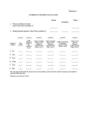 NUMBER of CHILDREN CALCULATION  Form