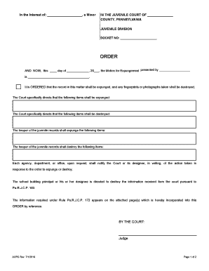 A Minor in the JUVENILE COURT of COUNTY, PENNSYLVANIA  Form