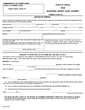 Notice is Given that the Appellant Has Filed in the above Court of Common Pleas an Appeal from the Judgment Rendered by the Magi  Form