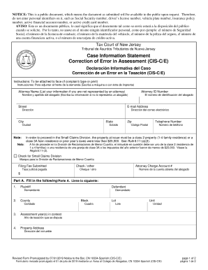  Case Information Statement CIS LP Case Information