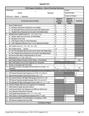 Child Support Guidelines Shared Parenting Worksheet Appendix IX D Child Support Guidelines Shared Parenting Worksheet Appendix I  Form