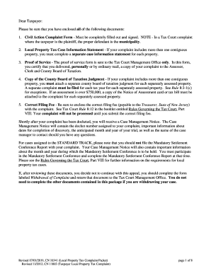 Where the Taxpayer is the Plaintiff, the Proper Defendant is the Municipality  Form