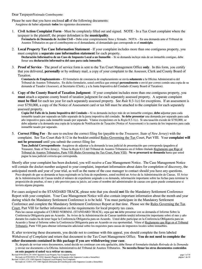 Taxpayer is the Plaintiff, the Proper Defendant is the Municipality  Form