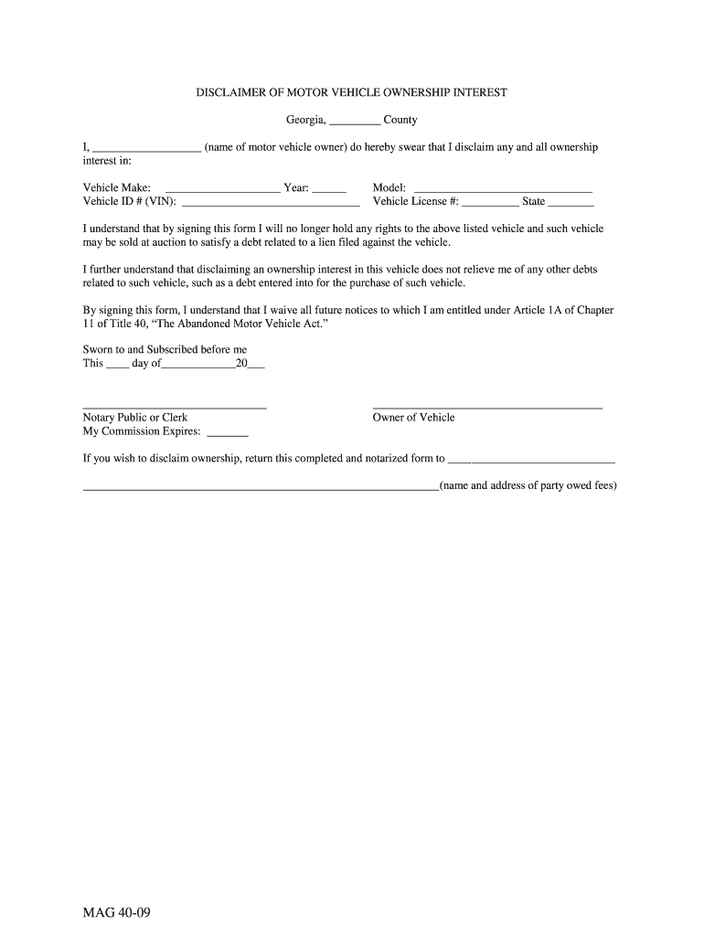 Abandoned Vehicle Affidavit from Insurance Department of Revenue  Form