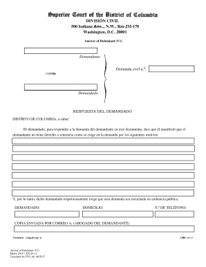 Superior Court of the District of Columbia Administrative Order 10 07  Form