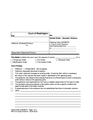 Denial Order Domestic Violence  Form