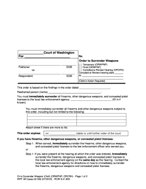 Getting a Court Order for the Surrender of Weapons Family  Form