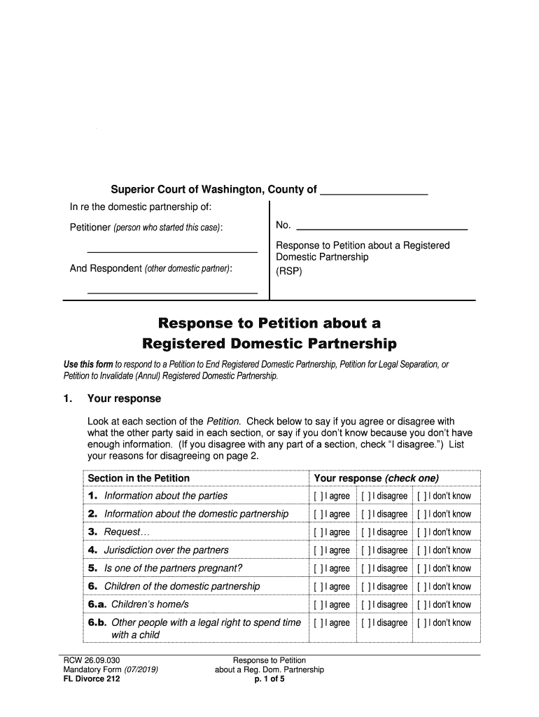 Response to Petition About a Registered  Form