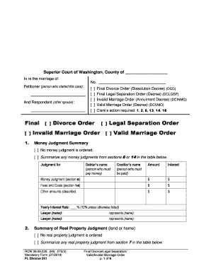 Final Legal Separation Order Decree DCLGSP  Form