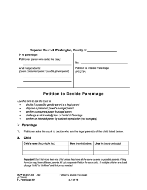 Fill and Sign the Petition to Decide Parentage Form