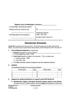 Response to Petition for a Parenting Plan Parentage 332  Form