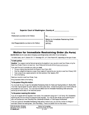 Use This Form Only for Cases About Changing a Parentingcustody Order When it is an Emergency