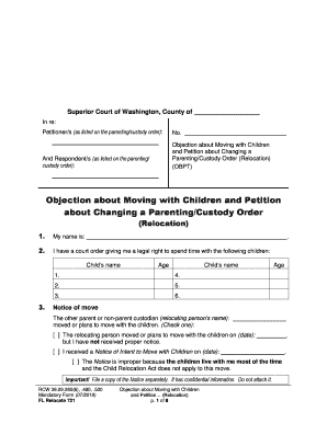 Washington Child Custody Form PDF Form Download