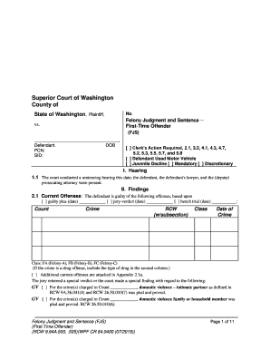 Felony Judgment and Sentence DOC TemplatePDFfiller  Form