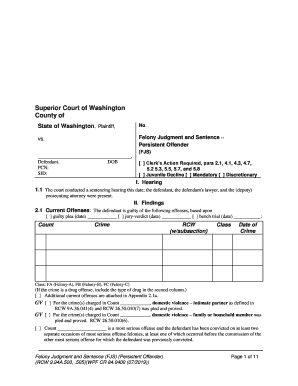 Felony Judgment and Sentence Persistent Offender CR 84  Form