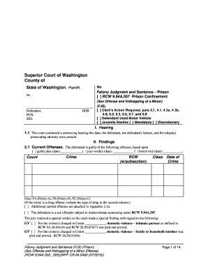 Felony Judgment and Sentence Prison  Form