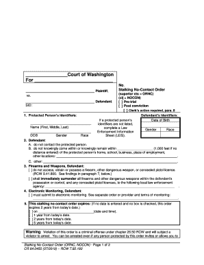 Justia Domestic Violence No Contact Order Washington  Form