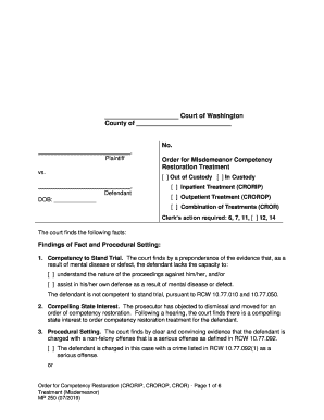 Superior Court of Washington County of No Order  Form