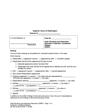 HEARING King County, Washington  Form