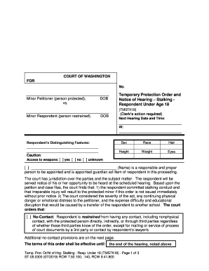 Stalking Washington State Courts  Form