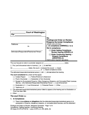 Court Forms Surrender of Weapons Forms Washington State Courts