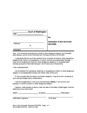 Note If You Previously Surrendered Your Firearms, Other Dangerous Weapons, and Concealed  Form