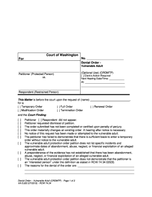 Domestic Violence Protection Order Process Washington State Courts  Form