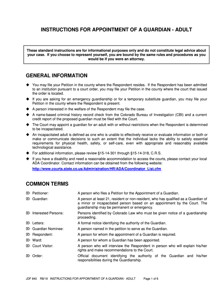 Colorado Guardian Adult  Form