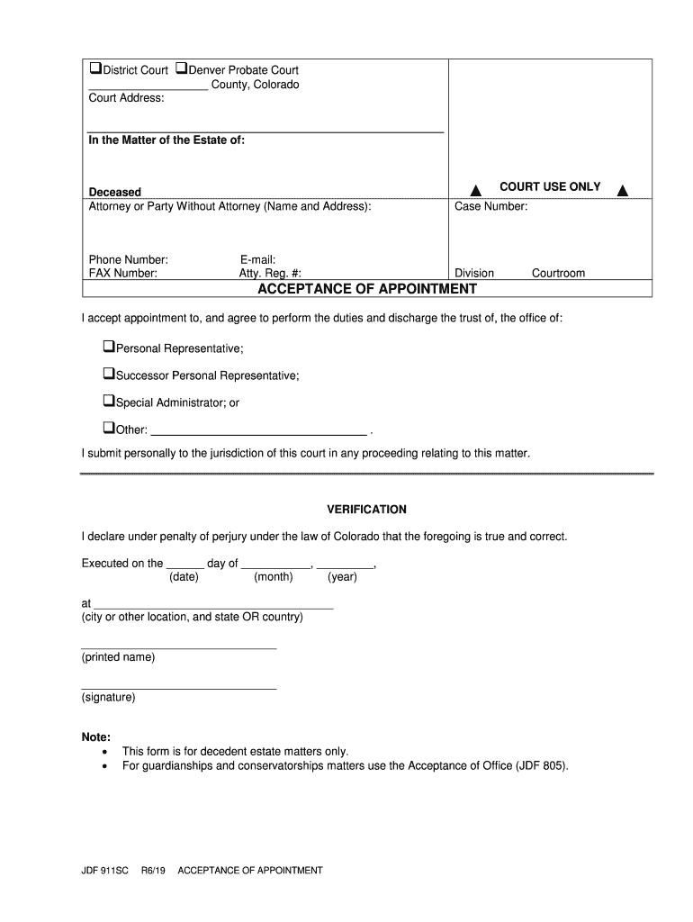 Personal Representative;  Form