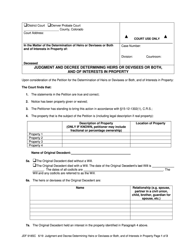 Probate Colorado Judicial Branch  Form