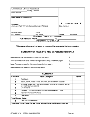 SUMMARY of RECEIPTS and EXPENDITURES ONLY  Form