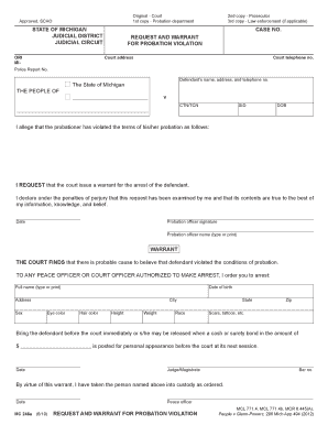MC 246a, Request and Warrant for Probation Violation  Form