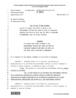 SB197 as Engrossed on 02 14 08 to CLARIFY the SCOPE in WHICH a LAW ENFORCEMENT OFFICER MAY CARRY an OPEN or CONCEALED HANDGUN BO  Form