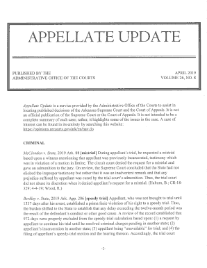 Appellate Update is a Service Provided by the Administrative Office of the Courts to Assist in  Form