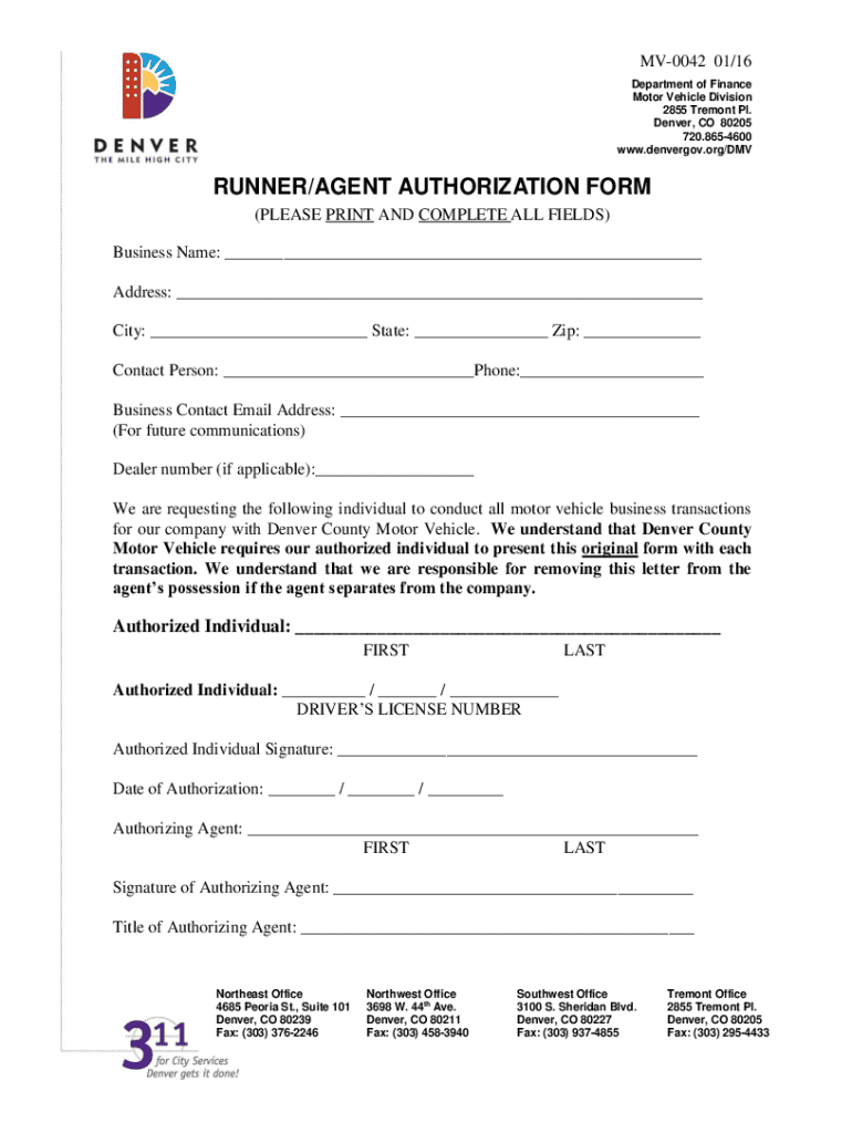 Runner Authorization Form