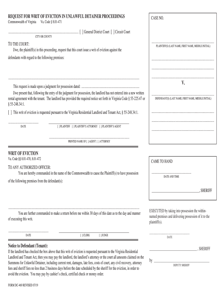 Virginia Unlawful Detainer Form