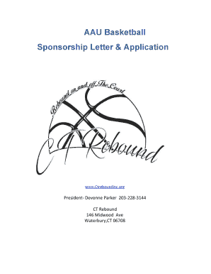 Aau Sponsorship Letter  Form