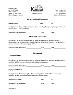 Kansas Farm Permit Form