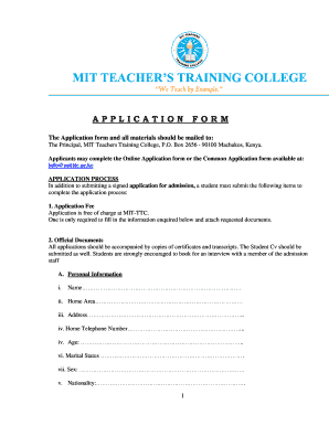 Machakos Teachers Training College  Form