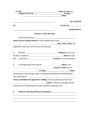 Petition for Annulment of Marriage Leon County Clerk of the Circuit  Form