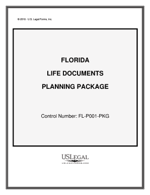 Florida Life Documents Planning Package, Including Will, Power of Attorney and Living Will  Form