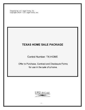 Texas Real Estate Home Sales Package with Offer to Purchase, Contract of Sale, Disclosure Statements and More for Residential Ho  Form