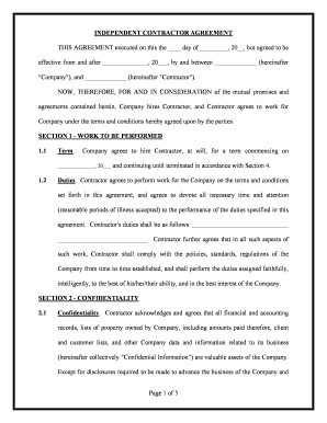 Independent Contractor Employment Form