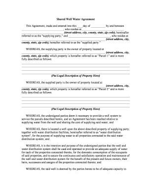 Shared Well Agreement  Form