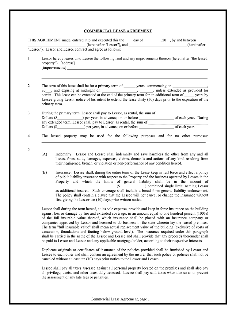 THIS AGREEMENT Made, Entered into and Executed This the Day of , 20, by and between  Form