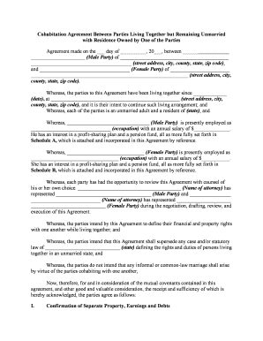 Living Together Agreement  Form